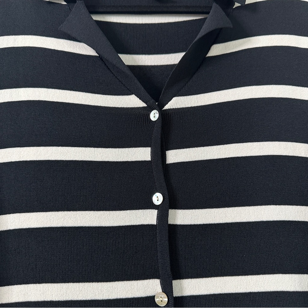 Vintage 90s Black and White Long Sleeve Nautical Summer Knit - Picture 4 of 6
